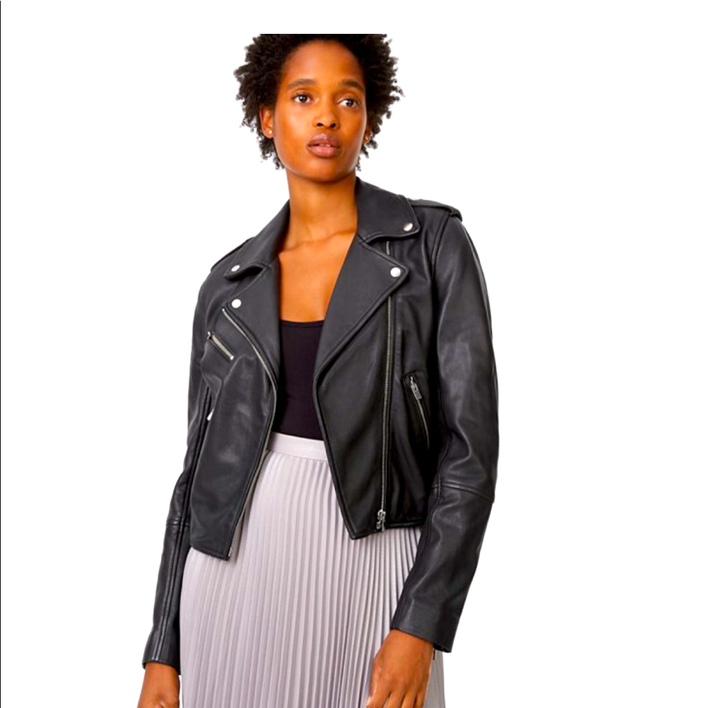 Club Monaco Leather Jacket Size Small. This Is A Classic Biker Jacket.